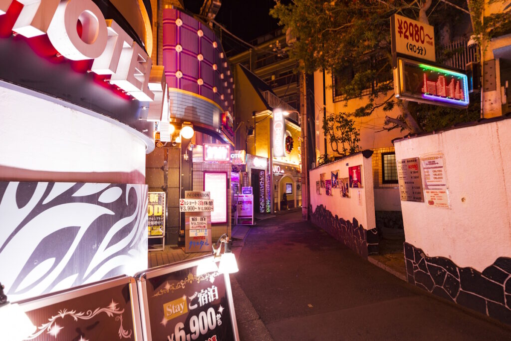 Lovel hotel district near Uguisudani Station, Tokyo